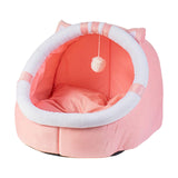 Maxbell Cat Bed Winter Puppy Kennel Nest with Ball House for Indoor Pink Cat M