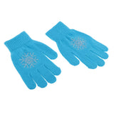 Maxbell Girls Women Kids Ice Skating Gloves Magic Stretch Glove Blue Snowflower  L