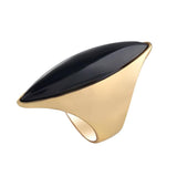 Max Fashion Women Finger Rings Long Oval Cut Gemstone Ring Gold Plated Jewelry 7