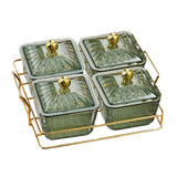 Maxbell Divided Serving Dishes Modern Dried Fruit Plate for Cupcake Living Room Home 4 Grids Green