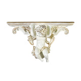 Maxbell Wall Mounted Shelf Ornate Shelves Resin Angel Statue Shelf for Wall Decor White