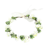 Maxbell Flower Headband Floral Crown Adjustable Wreath for Festival Wedding White