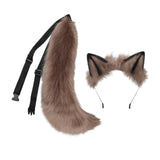 Maxbell Plush Wolf Ears and Tail Set Lolita Cosplay for Stage Shows Dress up Props Khaki