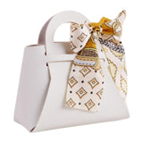 Maxbell Portable Favour Bag PU Leather with Handles for Present Wrap Easter Birthday White