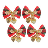 Maxbell 4x Xmas Tree Hanging Decoration Crafts Christmas Bow Bell Holiday Home Plaid Bow Aureate