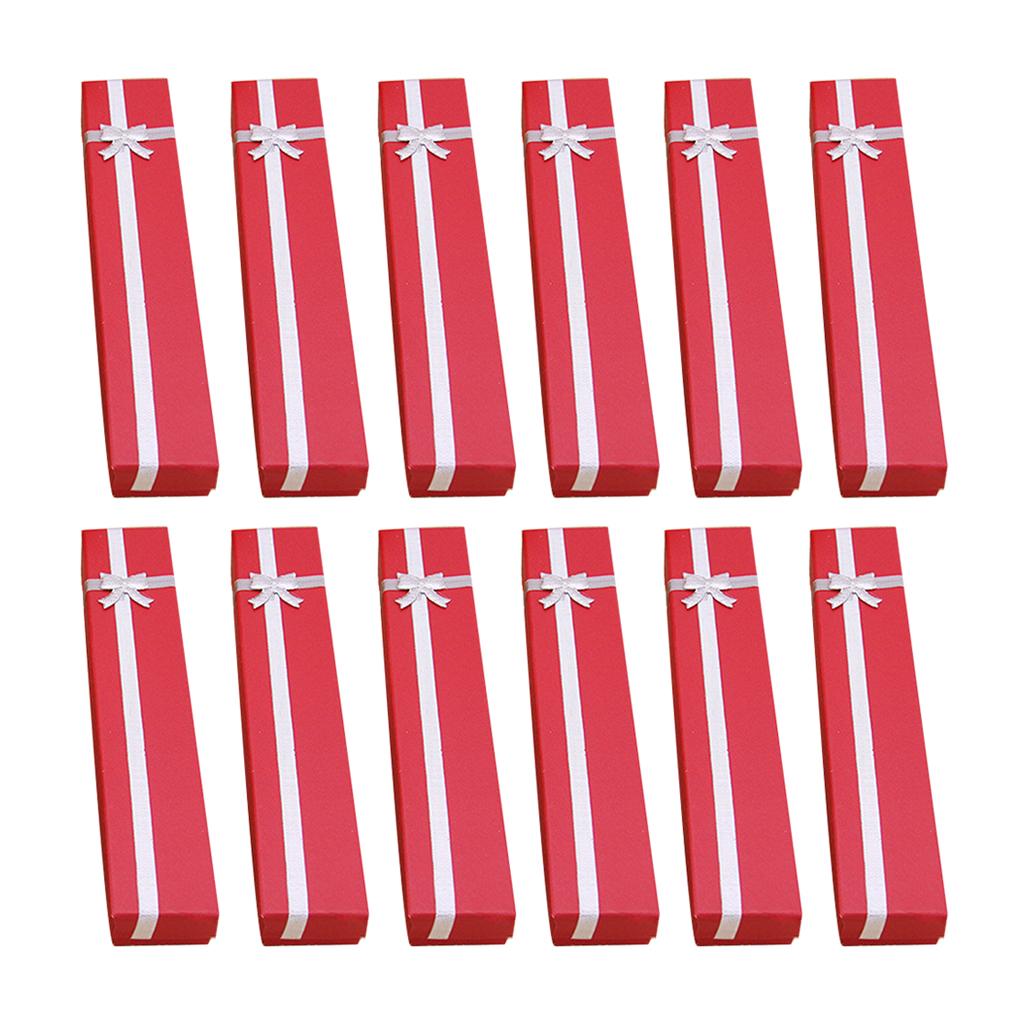 Maxbell 12x Bow Jewelry Box Ring Necklace Paper Box Gift Box Organizer Box Red