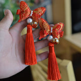 Max Butterfly Knot Hair Clip Hair Decors DIY Hair Accessory Kit Craft Golden+Red