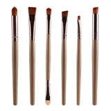 Max 6pcs Soft Synthetic Eye Shadow Makeup Brush Kit for Eye Shader Eyeliner Golden Coffee