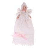 Maxbell 1/12 Porcelain Baby Doll in Lace Dress Dolls House Miniature People Figures
