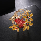 Maxbell Crystal Sika Deer Christmas Boot Bell Angel Apple Pin Brooch Sika deer