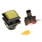 Max 33mm Square Game Machine Arcade Push Button + LED Illuminated Switch DC12V Yellow