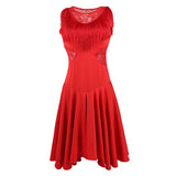 Max Latin Tassel Dance Dress Fringe Stage Performance Costume Dancewear Red M