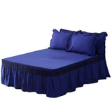Maxbell Blue Color Hotel Pleated Bed Skirt  Wrinkle & Fade Resistant 180x220cm