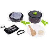 Maxbell Aluminum Camping Mess Kit Cookware Cutlery Foldable Pot Pan Bowl Dish Green