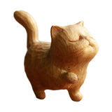 Maxbell Wood Small Cat Statue Cat Decoration Cat Ornament for Desktop Home Bookshelf Style A