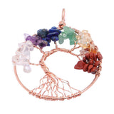 Maxbell Tree of Life Pendant Crystal Necklace Gemstone Fashion Jewelry Multicolor