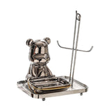 Maxbell Bear Storage Tray Creative Figurine Desk Organizer for Desktop Party Bedroom Argent