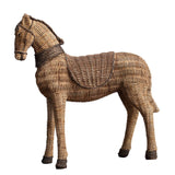 Maxbell Retro Imitation Rattan Horse Statue Handicraft for Study Home Decoration