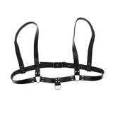 Maxbell Faux Leather Body Chest Half Harness Belt Adjustable Straps Unisex Black