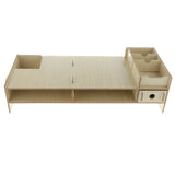 Max Wood Monitor Stand Drawers Computer Laptop Printer Riser Desk  Rice white