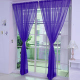 Maxbell 2 Panel Kitchen Curtain Sheer Door Window Voile Drape Purple - 200x270cm