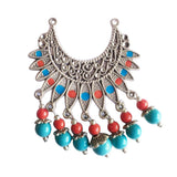 Maxbell National Style Beaded Tassel Charms Pendant DIY Necklace Jewelry red blue