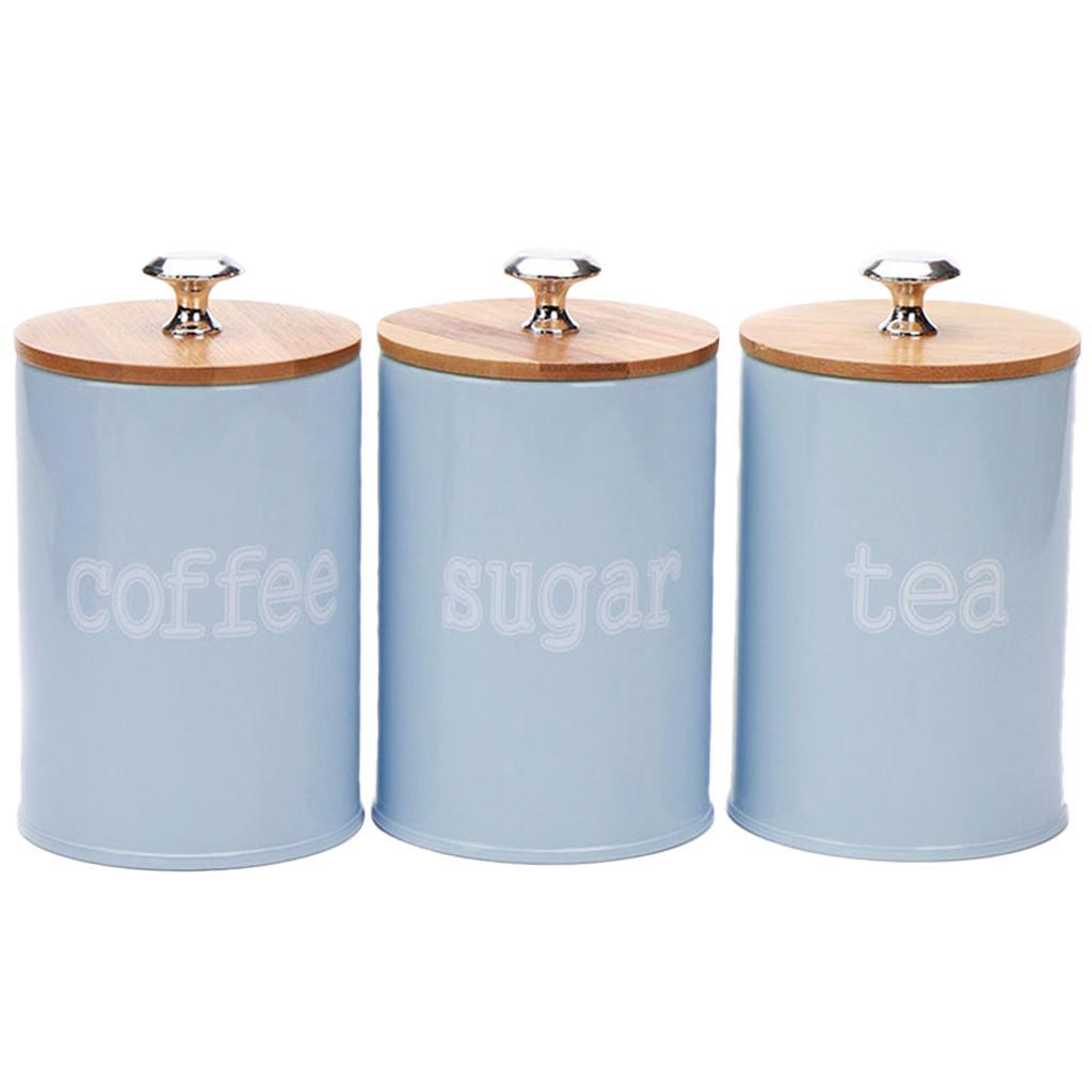 Maxbell Kitchen Metal Spice Seasoning Canister Salt Sugar Pepper Container Jar Blue