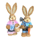 Maxbell Cartoon 2 Pieces Easter Bunny Rabbit Straw Figures 35cm Ornaments Lifelike Style F
