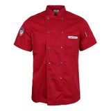 Maxbell Chef Jacket Coat Uniform Short Sleeve Hotel Kitchen Cook Apparel 2XL Red