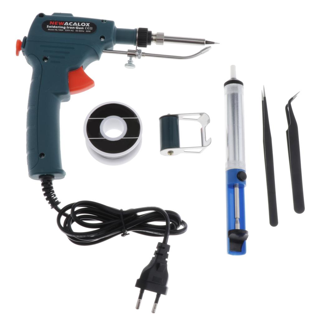 Maxbell 60W Manual Soldering Gun Handheld Solder Iron Kit Welding Tool EU Plug Green