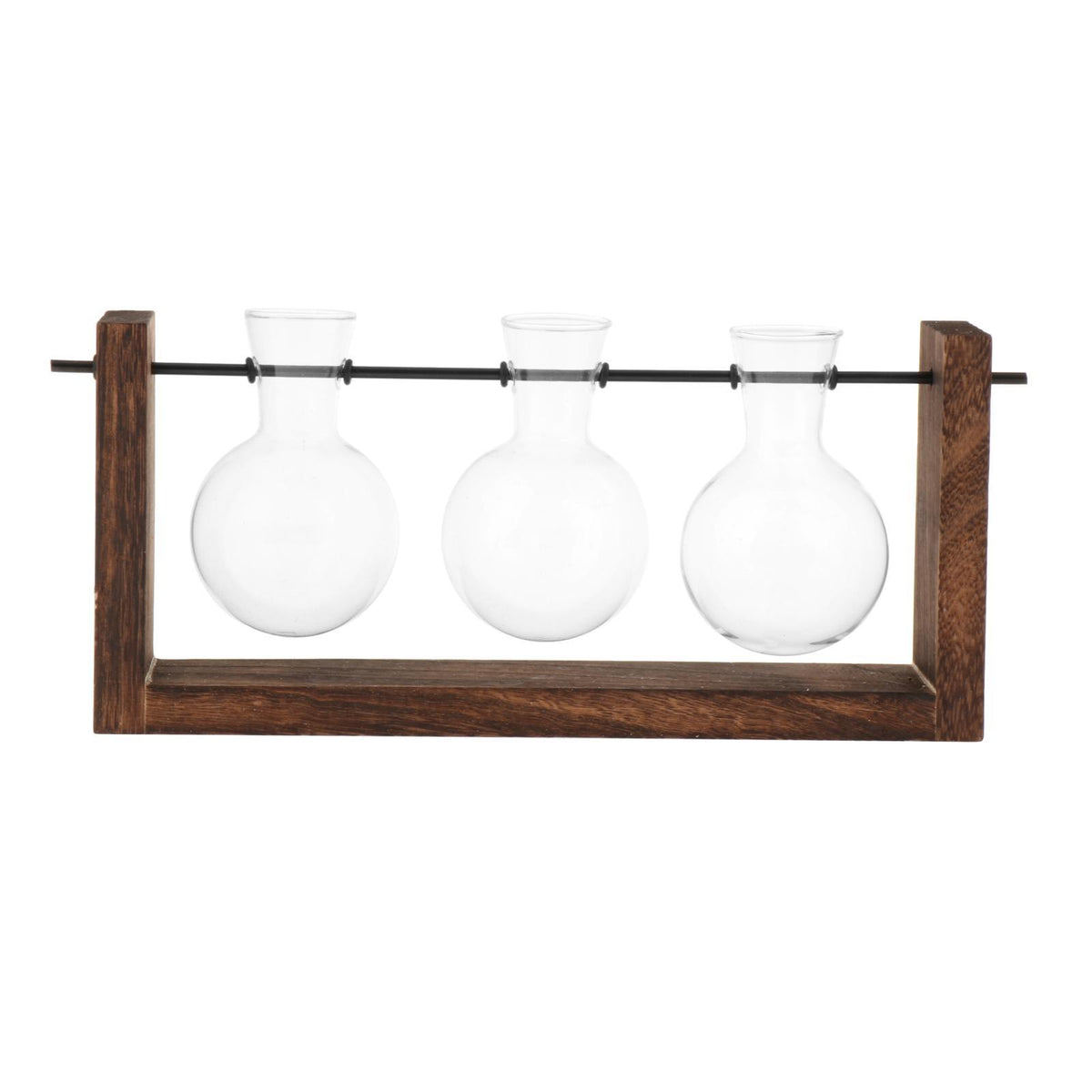 Maxbell Terrarium Glass Planter with Wooden Stand Wall Mountable for Tabletop Office