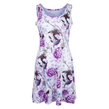 Maxbell Women's Casual Dress Sleeveless Floral Flare Beach Sundress S Purple