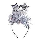 Maxbell Happy New Year Headband Creative Hair Hoop for Halloween Dress up Women Man Argent