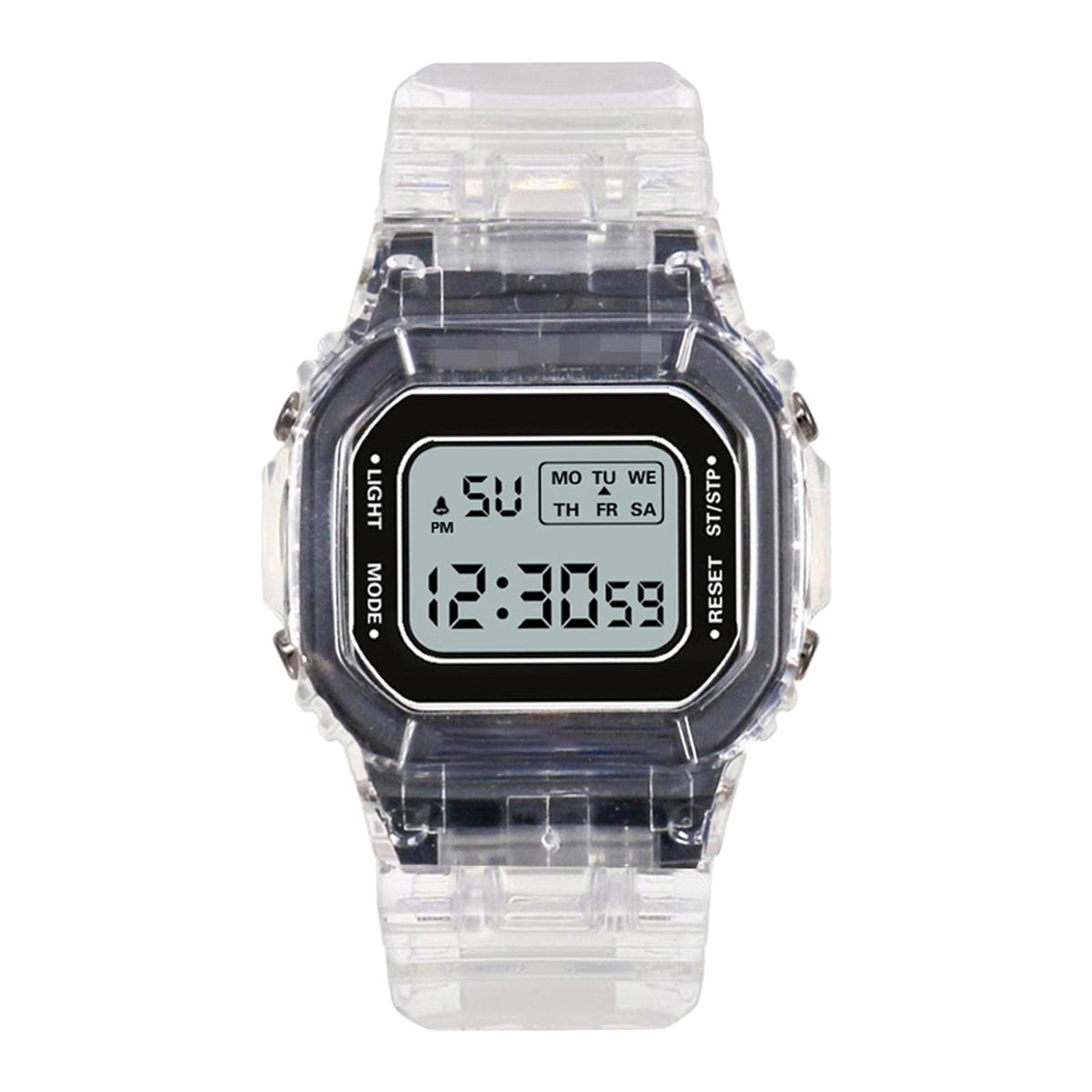 Maxbell Transparent Sport Watch Digital LED Waterproof Wristwatch Gift Black