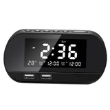 Maxbell Desktop Alarm Clock with Speaker FM Function Dual USB Port LED Display Black