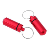 Maxbell 2Pcs Waterproof Aluminum Pill Box Case Bottle Cache Drug Holder Keychain Round Red