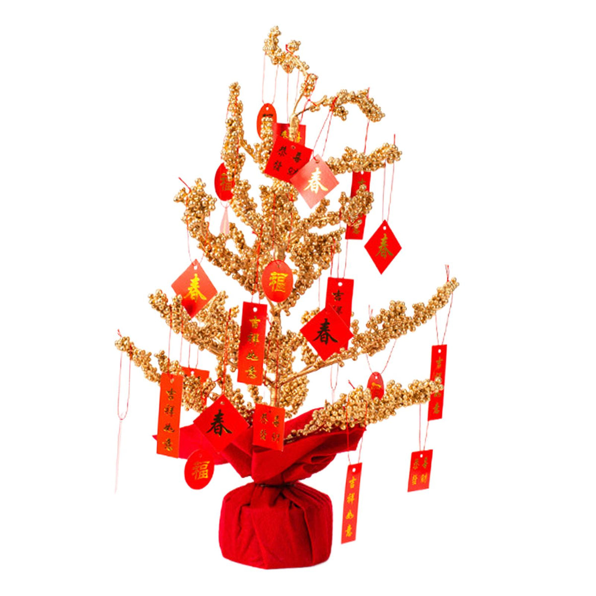 Maxbell Chinese Lucky Tree with Greetings Ornament Ornament for Home Office Hotel 50cm H