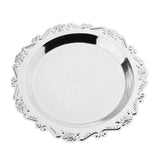 Max Silver Round Metal Fruit Dish Pastry Plate Tea Dessert Serving Tray 20cm