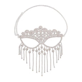 Maxbell Masquerade Face Chain Tassels Mask Headpiece Jewelry Rhinestone Accessories Silver