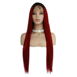 Max Maxb 26 inch Synthetic Lace Front Wigs Resistant Full Wig Long Straight Hair Wine Red