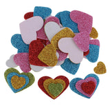 Maxbell 50 Pcs Heart Shape Self Adhesive  Foam Glitter Stickers for Kids Crafts