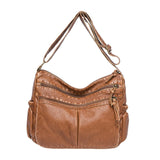 Maxbell Multifunctional Shoulder Bag PU Leather for Lipstick Shopping Sundries Brown