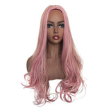 Maxbell 26'' Natural Long Curly Wigs Synthetic Full Wig for Cosplay Fancy Dress Pink