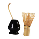 Maxbell Matcha Set Ceramics Matcha Whisk Holder Matcha Ceremony Kit Bamboo Whisk Black