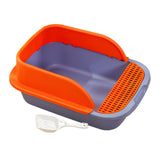 Maxbell Cat Litter Box with Scoop Detachable Tall Kitty Litter Pan Cat Toilet Blue Orange Large
