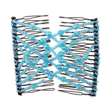 Maxbell Double Hair Comb Clip Magic Beads Stretchy Hair Holder Hair Jewelry Blue