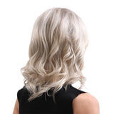 Maxbell 16'' Women Graceful Blonde Natural Medium Curly Wavy Cosplay Human Hair Wig
