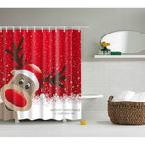 Maxbell Christmas Theme Polyester Shower Curtain with 12 Hooks  Deer