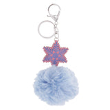 Max Faux Fur Ball Plush Pendant Key Chain Key Ring for Women Bag/Car/Purse Blue