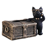 Maxbell Tissue Box Napkin Paper Holder Case Resin Sculpture Organizer Dog Statue Black